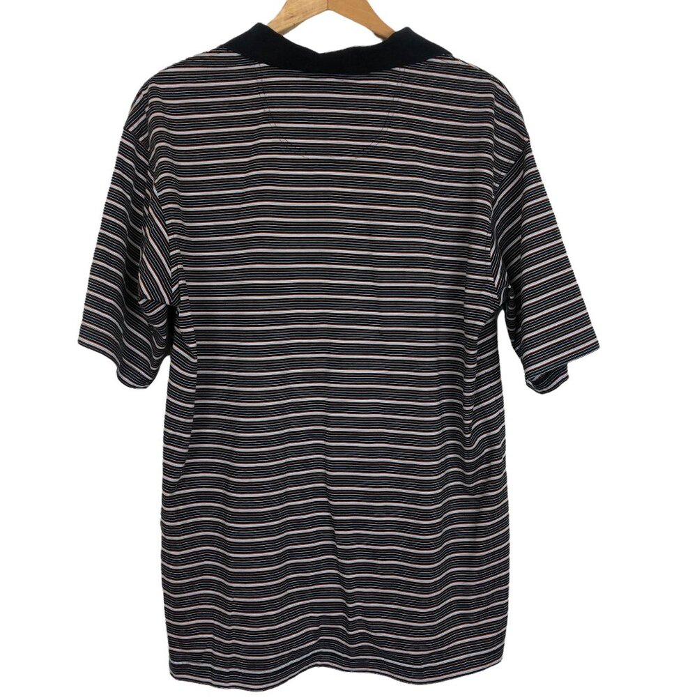 St. Andrews of Scotland Men's Golf Polo Shirt Sz Large Short Sleeve Striped Blue - Picture 2 of 10